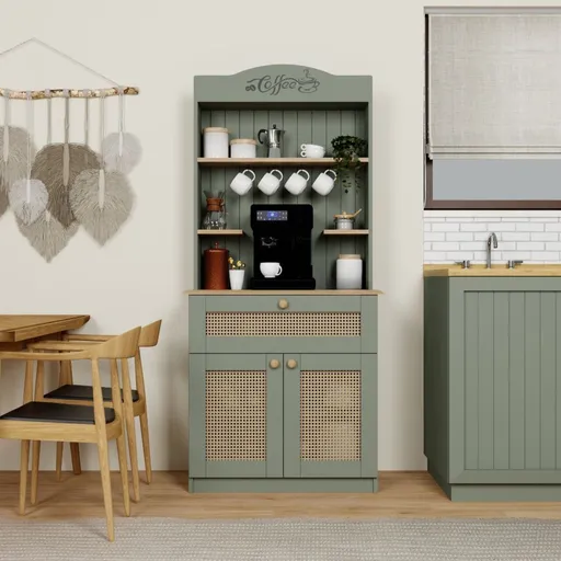 Dulap de bucatarie, Miwood, Lucas 1600-129, 80x42x180 cm, PAL melaminat, Verde