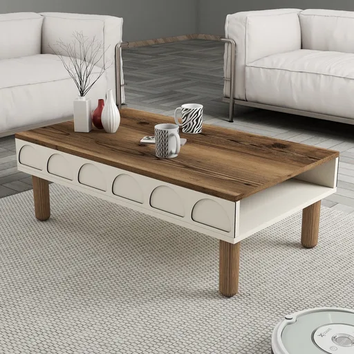 Masuta de cafea, Hanah Home, Bohem 853, 180x35.6x60 cm, Crem