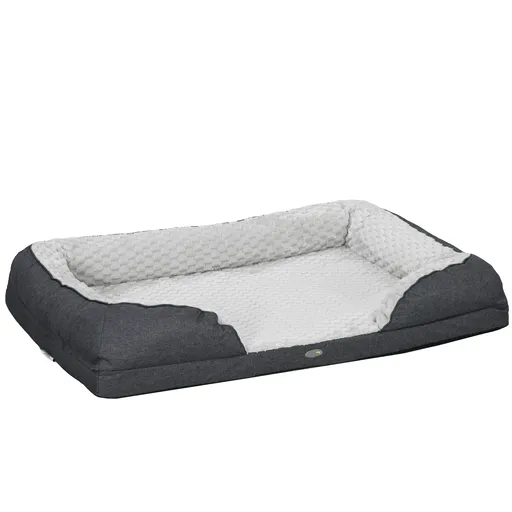 PawHut Pat pentru Câini Căptușit cu Pernă Detașabilă și Lavabilă, Bază Antiderapantă, Dimensiuni 120x80x22 cm, Gri Cărbune | Aosom Romania