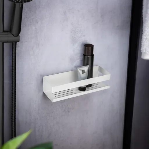 Etajera pentru baie Genova, Wenko, 30x10.5x8 cm, inox, alb