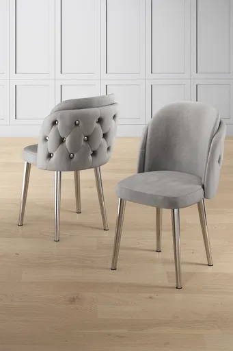 Set scaune 6 piese, Hanah Home, Axle, Gri/Crom