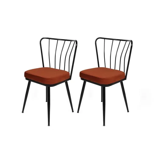 Set de scaune de sufragerie Yildiz Tile Red andBlack, 2 buc., portocaliu, 2 buc.