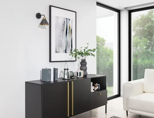 Aplica de perete ELTAP, Detmer, 17x25x20 cm, 1xE27, 15W, otel, negru/auriu