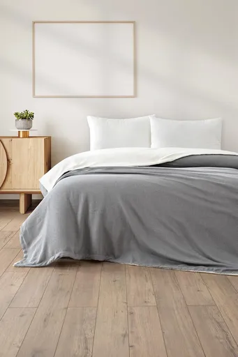 Patura Double, L'essentiel Maison, Likya, 50% bumbac / 50% poliester, Gri