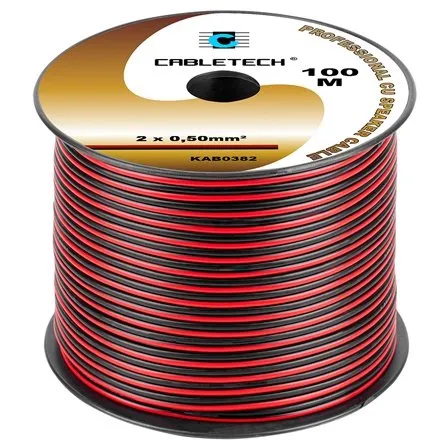 Cablu difuzor din cupru, 2 x 0.5 mm2, culoare negru-rosu, rola 100m, KAB0382
