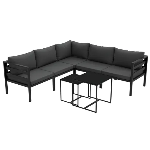 Outsunny Set de Mobilier de Gradina din 7 Piese cu Canapea de Colt, Masa de Cafea, Set de Mobilier Sectional, Gri | Aosom Romania