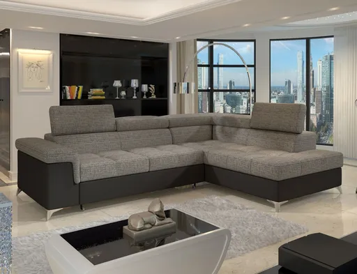 Coltar extensibil dreapta 4 locuri ELTAP, ERI-15, Eridano, 275x202x88 cm, lemn/poliester, gri/negru