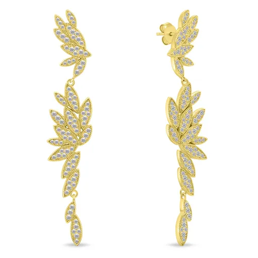 Brilio Silver Cercei lungi placați cu aur cu zirconii EA1135Y