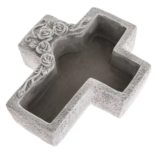 Decorațiune funerară Ghiveci de beton Cruce, 25 x7,5 x 21,5 cm