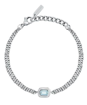 Trussardi Brățară dublă din oțel cu zirconiu cubic albastru T-Design TJAXA25