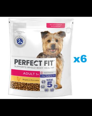 PERFECT FIT Adult 1+ 6x825g hrana caini rase mici, cu pui