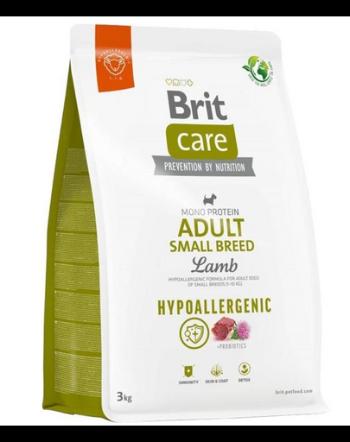 BRIT CARE Hypoallergenic Adult Small Breed Lamb 3 kg hrana caini adulti rasa mica, cu miel