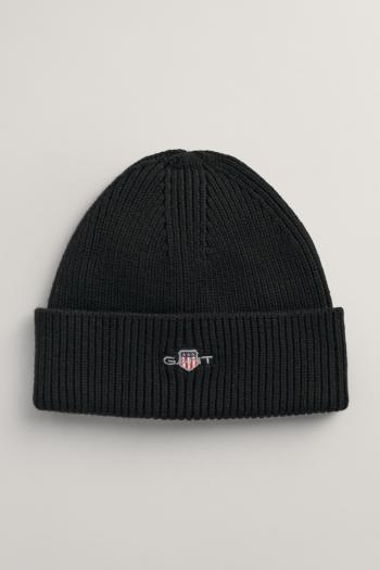 SAPKA GANT SHIELD COTTON BEANIE BLACK