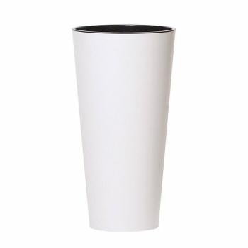 Ghiveci de flori TUBUS SLIM cu inserție 30 cm, albmat, 4HOME
