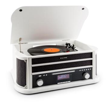 Auna Belle Epoque 1908 DAB retro stereo placă turnantă DAB + FM USB MP3 CD Phono MC alb