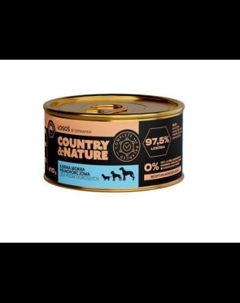 COUNTRY&amp;NATURE Hrana umeda pentru caini, fara cereale, cu somon si spanac 410 g