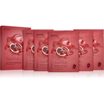 KORIKA SuperFruits Pomegranate - Set of 5 Hydrating Face Sheet Masks set de măști de față la un preț mai avantajos cu efect de hidratare Pomegranate