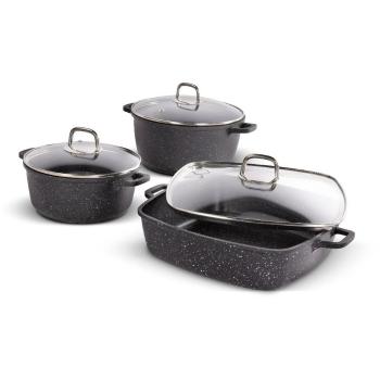 Lamart LT1287 Set de 6 vase de gătit din fontă,negru, negru
