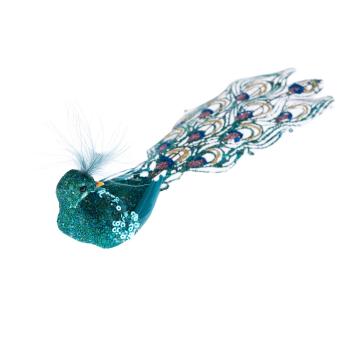 Decorațiune de Crăciun Păun cu clips, verde, 23 x 4,5 x 7 cm