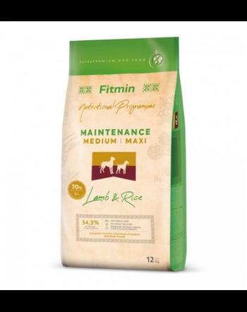 FITMIN Dog Medium Maxi Lamb Rice 12 kg Hrana mono-proteica pentru caini adulti rase medii si uriase, cu miel