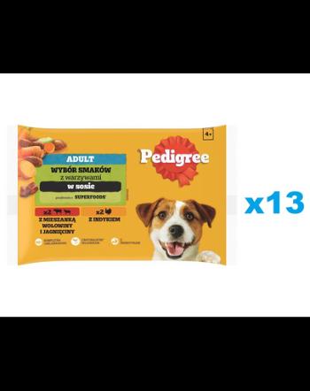 PEDIGREE Set hrana caine, cu vita si miel, curcan 52x100g