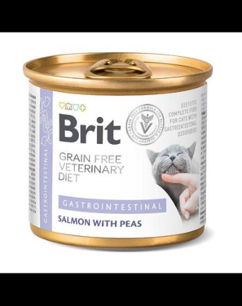 BRIT Veterinary Diet Gastrointestinal Salmon&amp;Pea pentru pisici cu sistem digestiv sensibil, hrana dietetica 200 g