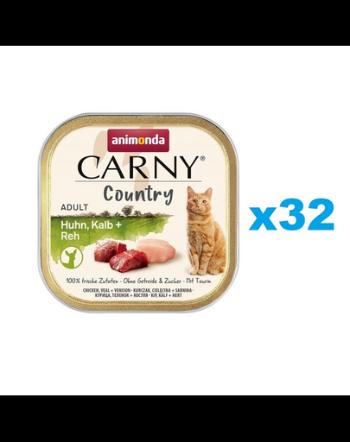 ANIMONDA Carny Country Adult Chicken, Veal, Vension 32x100 g tavite hrana pisica