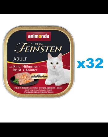 ANIMONDA Vom Feinsten Pate 32x100 g pate hrana pisica, vita si piept de pui cu ierburi