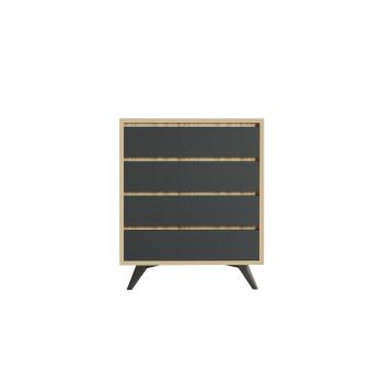 Comodă Suvera Oak and Anthracite, negru