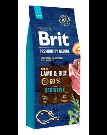 BRIT Premium By Nature Sensitive Lamb hrana uscata caini adulti cu tract digestiv sensibil, cu miel 15 kg