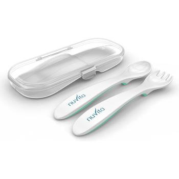 Nuvita Spoon and fork set tacâmuri intr- o cutie Pastel green 2 buc