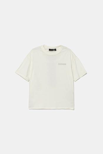 Napapijri gyerek pamut póló S-INOT bézs, nyomott mintás, NP0A891F2061