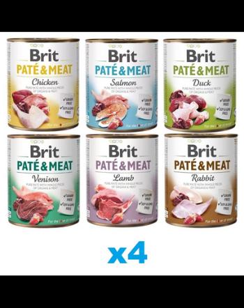BRIT Pate&amp;Meat Mix arome 24x800 g pate pentru caini