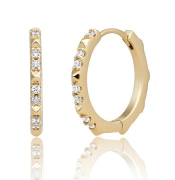 Sparkling Jewels Cercei rotunzi placați cu aur cu zirconiu cubic EAG31