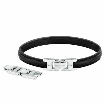 Trussardi Brățară stilată neagră din piele T-Leather TJAXZ03