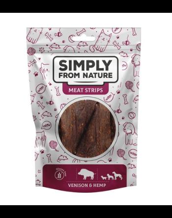 SIMPLY FROM NATURE Meat Strips Benzi carne vanat si canepa pentru caini 80 g