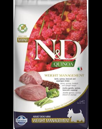 FARMINA N&amp;D Quinoa Weight Management - Hrană dietetică pentru câini adulți - talie mică - gestionarea greutății - cu miel - 2.5 kg