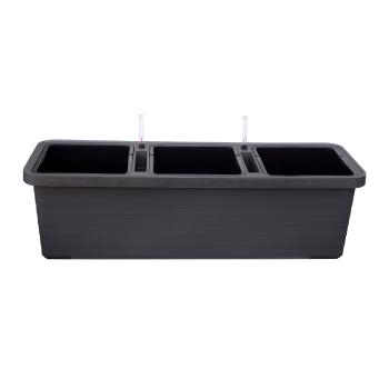 Jardinieră cu auto-irigare Plastia Berberis TRIO ,antracit, antracit