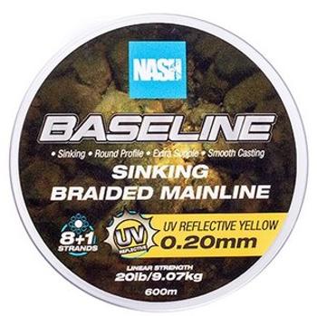 Nash splietaná šnúra baseline sinking braid uv yellow 600 m - 0,20 mm 9,07 kg