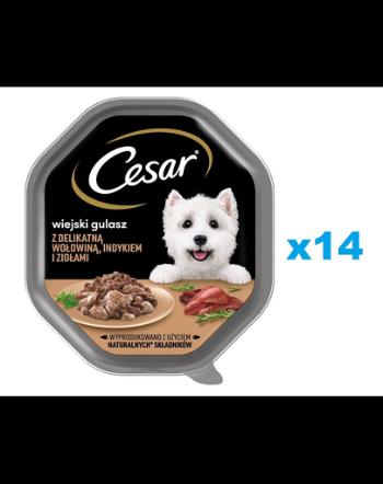 CESAR Set mancare caine, curcan, vita si ierburi aromatice in sos 14x150 g
