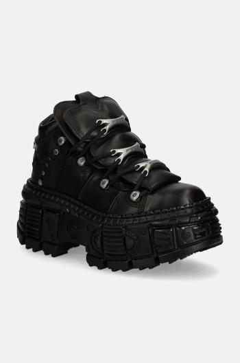 Kožené tenisky New Rock CRUST NEGRO + TANK CASCO NEGRO černá barva, M-WALL106-S12
