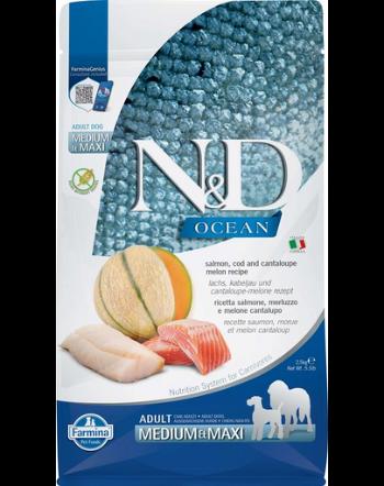 FARMINA N&amp;D Ocean Hrana pentru caini adulti de talie medie si mare, cu peste, dovleac si pepene galben 2,5 kg