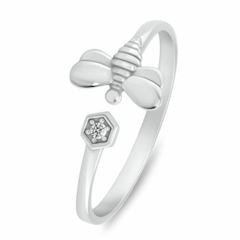 Brilio Silver Inel deschis fermecător Albină cu zircon cubic RI143W 60 mm