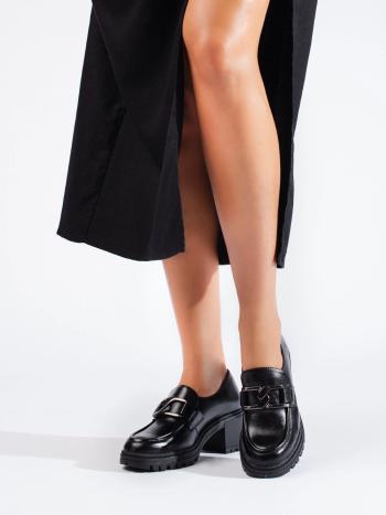 Cizme negre trendy cu tocuri largi pentru femei