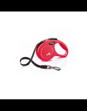 FLEXI New Classic lesa automata cu banda pentru caini, rosu, marimea XS, 3 m