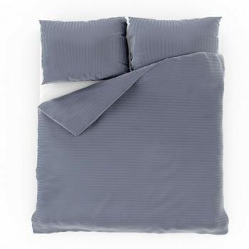 Lenjerie de pat Kvalitex Satin cu dungi gri închis, 220 x 200 cm, 2 buc. 70 x 90 cm