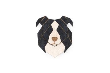 Dřevěná brož ve tvaru psa Border Collie Brooch s praktickým zapínáním a možností výměny či vrácení do 30 dnů zdarma