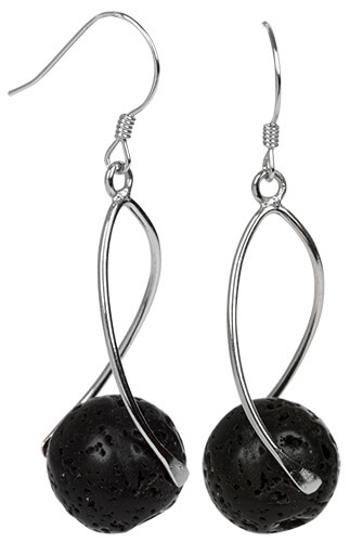 JwL Luxury Pearls Cercei lungi din argint cu pietre lava neagră JL0280