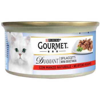 48x85g Gourmet Diamant Filé természetes marhahússal nedves macskatáp