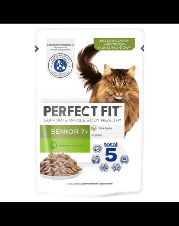 PERFECT FIT Senior 7+ pliculet 85 g curcan si morcov in sos pentru pisici senior